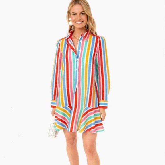 Tuckernuck Rainbow Stripe Callahan Shirt Dress Size Small - Picture 1 of 4